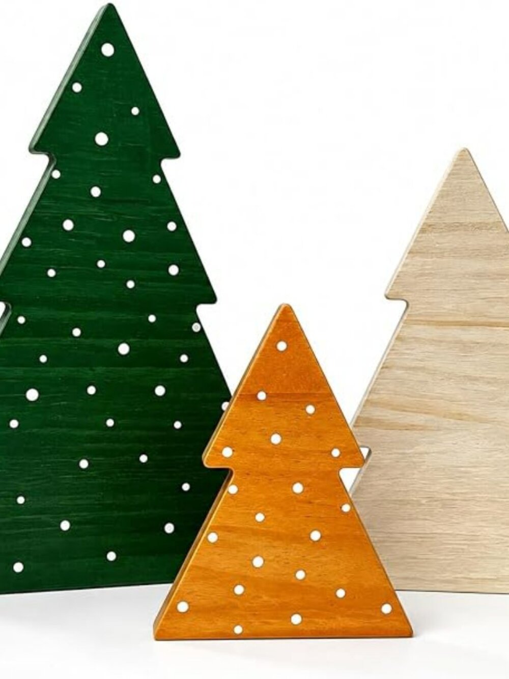 Christmas Decor, Wood Christmas Tree, 3PC Farmhouse Trees for Table Mantel